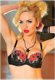 Bra MagicUp, black and red