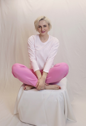 Piżama damska Soft Pink – bawełniany komplet z długim rękawem i różowymi spodniami